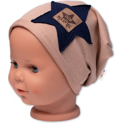 Baby Nellys detská čiapka bavlna Baby Star cappuccino