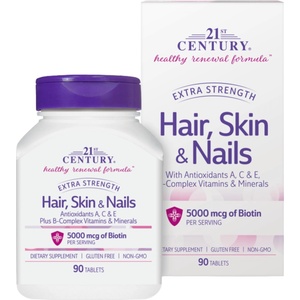 21st Century Hair, Skin & Nails Extra Strength, 90 таблетки, 21st Century (9161)