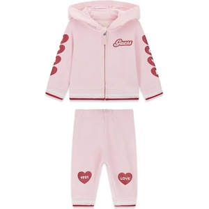 Guess Розов спортен екип за бебе момиче с червени детайли и надписи Guess