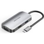 Vention Докинг станция Vention TOAHB, от USB-C към 1x USB-C(PD), 1x USB-A, 1x HDMI, 1x VGA, сива (TOAHB)