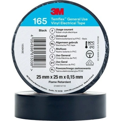 3M Temflex 165 Elektroizolačná páska 25 mm x 25 m čierna