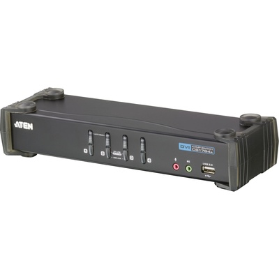 ATEN KVMP превключвател, ATEN CS1764A, 25 порта, USB, DVI, Audio, Черен (ATEN-CS1764A-AT-G)