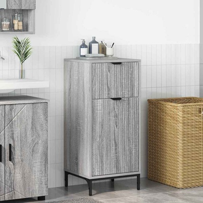 vidaXL Шкаф за баня с чекмедже с врата Сив Сонома 39, 5 x 36 x 88 см (883400)
