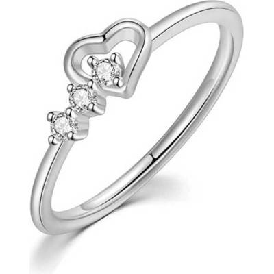 Victoria Filippi Prsten s třemi zirkony a srdíčkem Macio P R230 Stříbrná