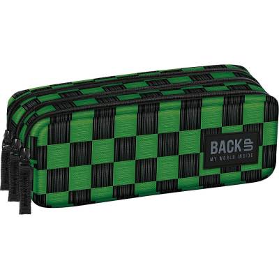 BackUP Ученически несесер BackUp 8 G - Checkerboard Green, 3 ципа (710360)