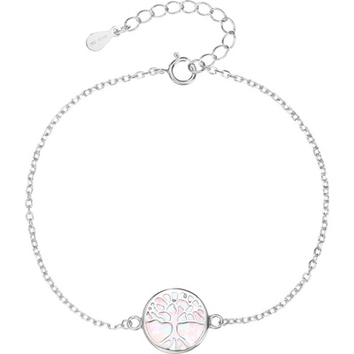 Bealio 14364 stříbrný náramek STROM ŽIVOTA bílý opál 16+3 cm 03-14364-4952