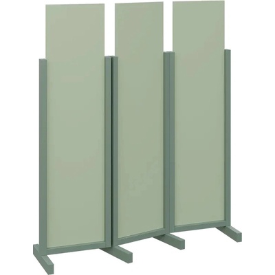 Atmosfere LINE 116 dřevěný 3-dílný paraván mobilní výška 1600 mm rám industrial green výplň pistáciově zelená