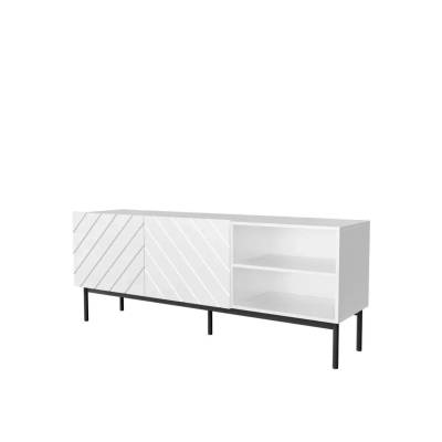 Cama meble ABETO RTV шкаф върху черна стоманена рамка 150x42x60 см бяло/бяло гланц (ABETORTV15+ST B)