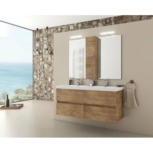 Drop Кафяв комплект стенен шкаф и бяла двойна мивка Drop Luxus 120 см (5PLX120WD+6BIS120PC)