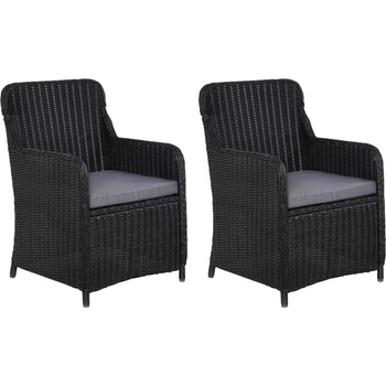 Image 1 of vidaXL Външни столове с възглавници, 2 бр, полиратан, черни (44146)