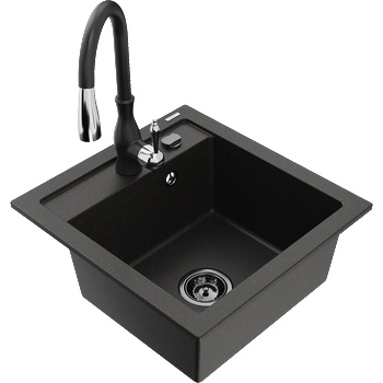 Mexen Vito гранитна мивка с 1 камера с кухненски смесител Savita, (6503-75-672601-70-B)