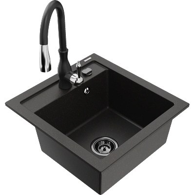 Mexen Vito гранитна мивка с 1 камера с кухненски смесител Savita, (6503-75-672601-70-B)