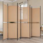 vidaXL Делител за стая с 6 панела Бежово 300 x 180 cm Текстил (42039218)