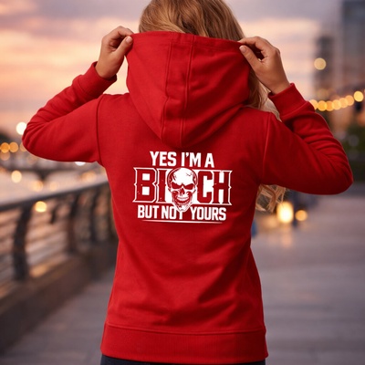 YES I’M A BITCH BADAZZ dámská mikina s potiskem streetwear Červená – Zboží Dáma