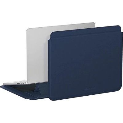 AmazingThing Matte Pro Mag Laptop Sleeve with Stand 14 - кожен калъф с поставка за MacBook Air 13, MacBook Pro 13, MacBook Pro 14 и лаптопи до 14 инча (тъмносин)
