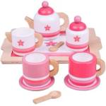 Bigjigs Toys Дървен комплект за чай - Розов (bj428)