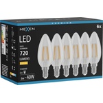 Mexen Vintis 6x LED филаментна крушка E14, C35, 6W, Топла - 2700K, 720 lm, прозрачна (L154-E14-0627-00x06)