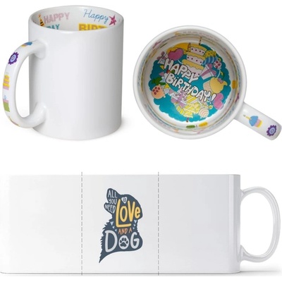 Design Motto Hrneček Vše co potřebujete je láska a pes Všechno nejlepší Standard Dárky Sublistar 330 ml