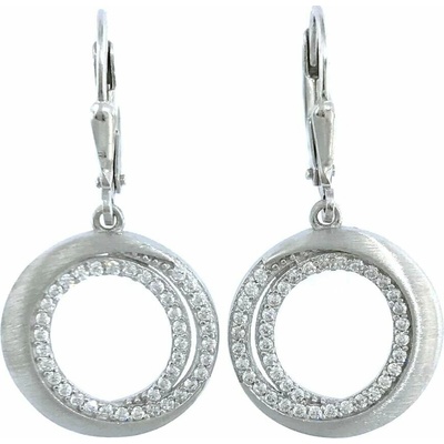 INFINITYSILVER Strieborné visiace náušnice krúžky so zirkónmi OE414MAT