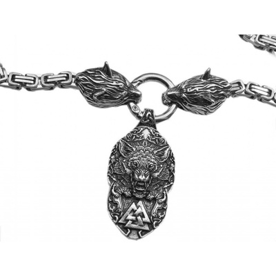 RiverSperky Řetízek z přívěskem chirurgická ocel, anglický cín Ódinuv vlk Ocpr2204081