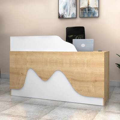 TopMebel Меламиново рецепционно бюро Lione в дъб - бял 160x60x100см