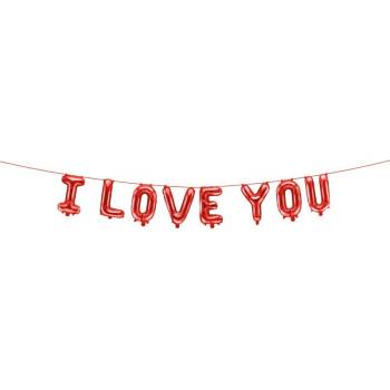 Party Deco Фолиев Надпис ''I Love You'', Червен, 260х40см