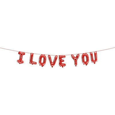 Party Deco Фолиев Надпис ''I Love You'', Червен, 260х40см