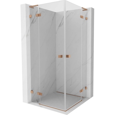Mexen Lunar L Duo двукрилна душ кабина 120 x 120 см, прозрачна, четкана мед - 834L-120L-120P-65-00 (834L-120L-120P-65-00)