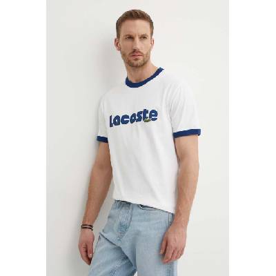 Lacoste Памучна тениска Lacoste в бяло с десен (TH7531)