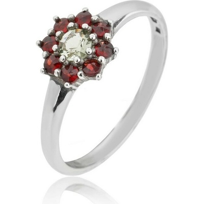 Český Granát Jan Kos jewellery stříbrný prsten s vltavínem 32109873