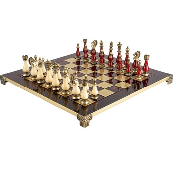 Manopoulos Шахматен комплект Red & Ivory Pearl