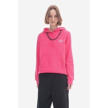 APC Памучен суичър A. P. C. Hoodie Manuela в розово с качулка с апликация COEZD-F27760 BRIGHT PINK (COEZD.F27760)