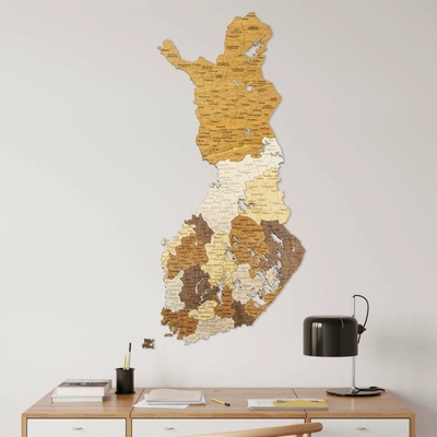 Drevená mapa Fínska 67,5 x 150 cm