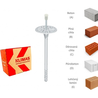 KLIMAS Wkret-met LMX-10 Talířová hmoždinka s kovovým trnem a zkrácenou expanzní zónou Ø10 mm 120 mm - 200 ks – Sleviste.cz