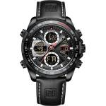 Curren Мъжки часовник Naviforce Fuero, Хронограф, Кожена каишка, Черен / Черен (NAVIFORCE-9197L-BLACK-BLACK) Часовници