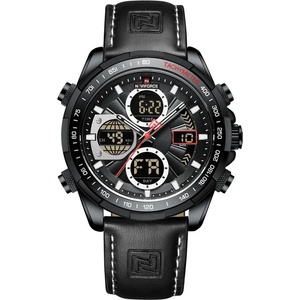 Curren Мъжки часовник Naviforce Fuero, Хронограф, Кожена каишка, Черен / Черен (NAVIFORCE-9197L-BLACK-BLACK) Часовници