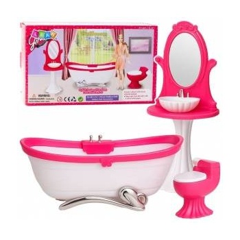 LEAN Toys Bathroom Set for Dolls Bathtub Toilet Sink with Mirror