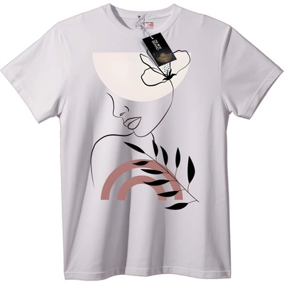NOONEBRAND Тениска Изкуство с Луна и Птица - XS, White