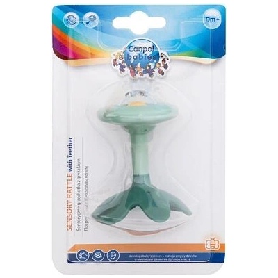 Canpol babies Sensory Rattle With Teether Green senzorické chrastítko s kousátkem