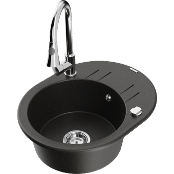 Mexen Kevin гранитна мивка с 1 отделение със сушилник и кухненски смесител (6517-75-670101-00)