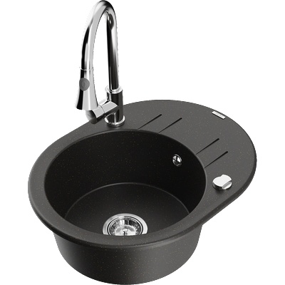 Mexen Kevin гранитна мивка с 1 отделение със сушилник и кухненски смесител (6517-75-670101-00)