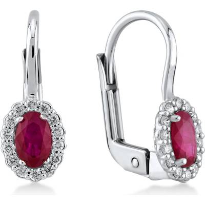 Lillian Vassago Patentové náušnice s rubíny a diamanty bílé zlato LLV11-SMEG5730-02-RUB