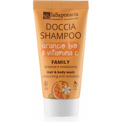 laSaponaria Sprchový gel a šampon 2v1 s BIO pomerančem a vit. C pro celou rodinu 30 ml