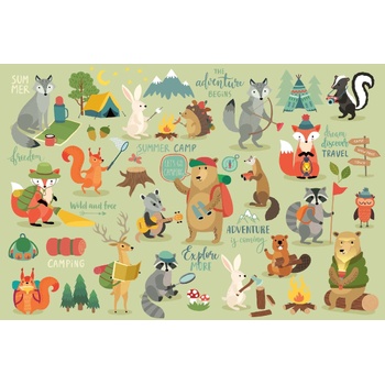 DIMEX ART s. r. o Флизелинов фототапет къмпингуващи животни 375 x 250 см