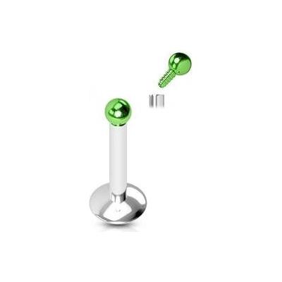 Šperky4U piercing do brady zelená kulička LB01082G-1208