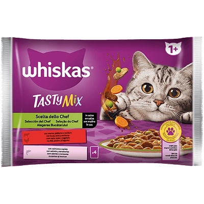 Whiskas ПАУЧ tasty mix ИЗБОР НА ГОТВАЧА - паучове за котка - 4Х85 гр