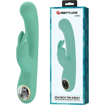 Вибратор с клитор стимулатор, LCD дисплей - Lamar Rabbit Vibrator Green (D-237396)