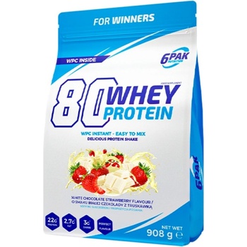 6PAK Nutrition 80 Whey Protein | WPC Instant [908 грама] Бял шоколад с ягода