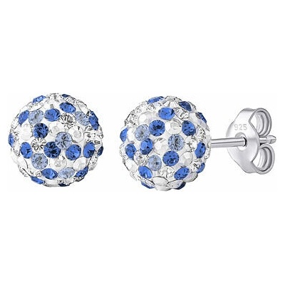 Silvego Strieborné náušnice kôstky Odette guličky 8 mm so Swarovski Crystals tmavo modrá dámske aj detské SILVEGOB36120PDB08