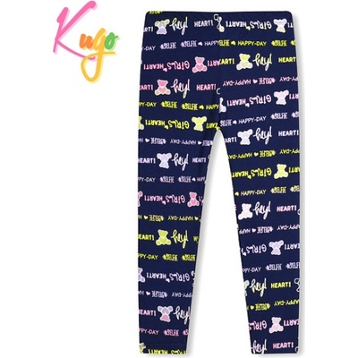 Kugo Dívčí legíny SL0390 tmavě modrá s potisky